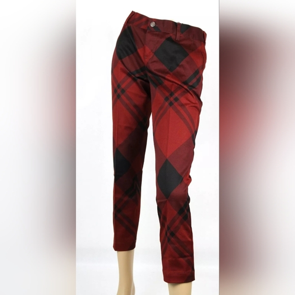 GUCCI Check Print Capri Pants Red/Black, NWT - Picture 3 of 7